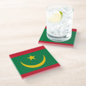Dessous-de-verre En Verre Drapeau de la Mauritanie (Incliné)