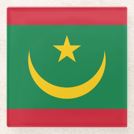 Dessous-de-verre En Verre Drapeau de la Mauritanie (Devant)