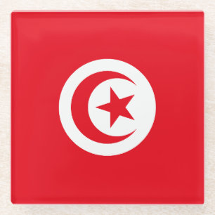 Dessous-de-verre En Verre Drapeau de la Tunisie