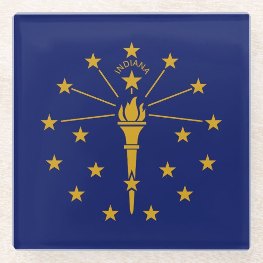 Dessous-de-verre En Verre Drapeau de l'État de l'Indiana (Devant)