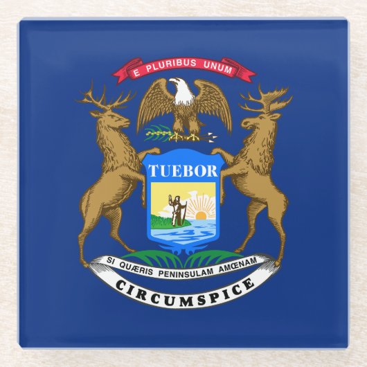 Dessous-de-verre En Verre Drapeau de l'État du Michigan (Devant)