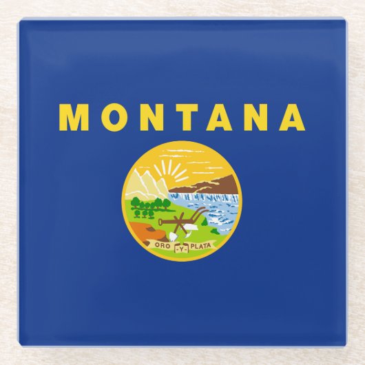 Dessous-de-verre En Verre Drapeau de l'État du Montana (Devant)