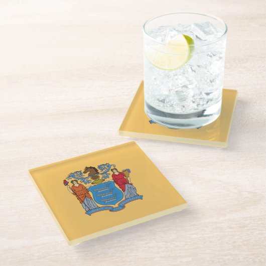 Dessous-de-verre En Verre Drapeau de l'État du New Jersey (Incliné)