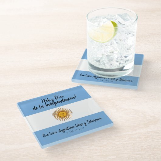Dessous-de-verre En Verre Drapeau de l'indépendance de l'Argentine (Incliné)