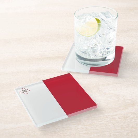 Dessous-de-verre En Verre Drapeau de Malte (Incliné)