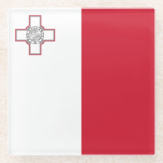 Dessous-de-verre En Verre Drapeau de Malte (Devant)