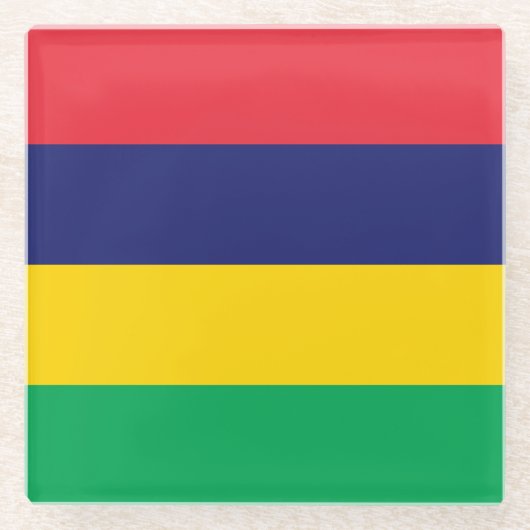 Dessous-de-verre En Verre Drapeau de Maurice (Devant)