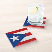 Dessous-de-verre En Verre Drapeau de Porto Rico (Incliné)