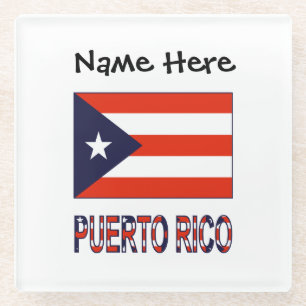Dessous-de-verre En Verre Drapeau de Porto Rico Porto Rico Bleu Personnalisa