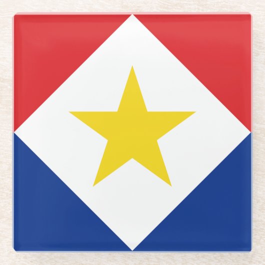 Dessous-de-verre En Verre Drapeau de Saba (Devant)
