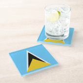 Dessous-de-verre En Verre Drapeau de Sainte-Lucie (Incliné)