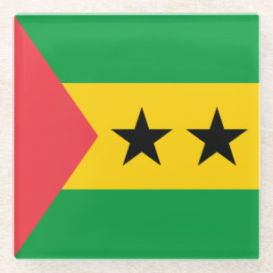 Dessous-de-verre En Verre Drapeau de Sao Tomé-et-Principe