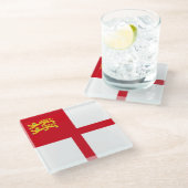 Dessous-de-verre En Verre Drapeau de Sercq (Incliné)