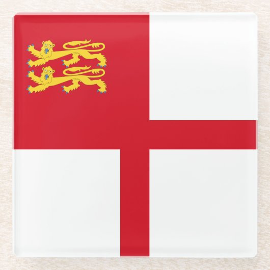 Dessous-de-verre En Verre Drapeau de Sercq (Devant)