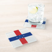 Dessous-de-verre En Verre Drapeau des Antilles Pays-Bas (Incliné)