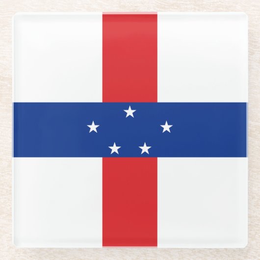 Dessous-de-verre En Verre Drapeau des Antilles Pays-Bas (Devant)