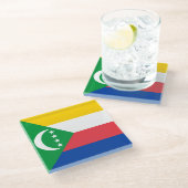 Dessous-de-verre En Verre Drapeau des Comores (Incliné)