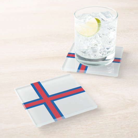 Dessous-de-verre En Verre Drapeau des îles Féroé (Incliné)