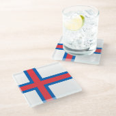 Dessous-de-verre En Verre Drapeau des îles Féroé (Incliné)