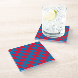 Dessous-de-verre En Verre Drapeau diamant Bavière bleu et rouge Motif
