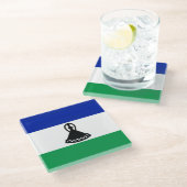 Dessous-de-verre En Verre Drapeau du Lesotho (Incliné)