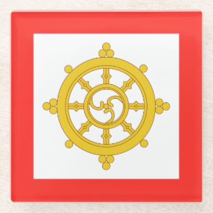 Dessous-de-verre En Verre Drapeau du royaume de Sikkim