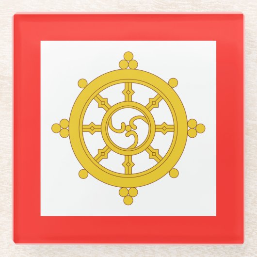 Dessous-de-verre En Verre Drapeau du royaume de Sikkim (Devant)