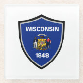 Dessous-de-verre En Verre Drapeau du Wisconsin (Devant)