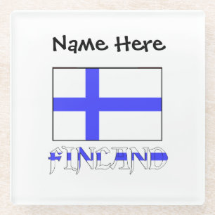 Dessous-de-verre En Verre Drapeau finlandais et finlandais Personnalisé