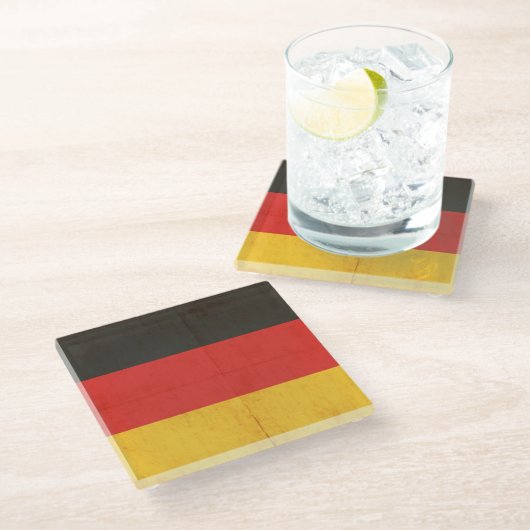 Dessous-de-verre En Verre Drapeau grunge de l'Allemagne (Incliné)