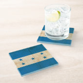 Dessous-de-verre En Verre Drapeau grunge du Honduras (Incliné)