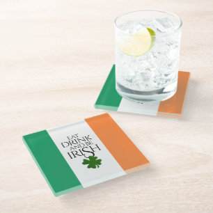 Dessous-de-verre En Verre Drapeau irlandais pour boire et être shamrock