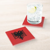 Dessous-de-verre En Verre Drapeau patriotique albanais (Incliné)