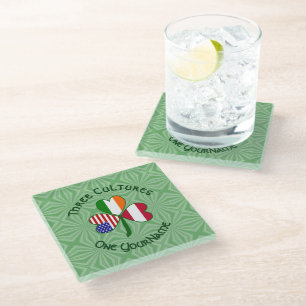 Dessous-de-verre En Verre Drapeau personnalisé Shamrock Américain Irlandais
