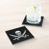 Dessous-de-verre En Verre Drapeau Pirate Jolly Roger (Incliné)