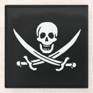 Dessous-de-verre En Verre Drapeau Pirate Jolly Roger