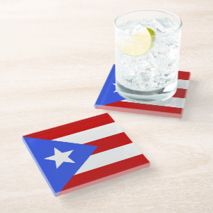 Dessous-de-verre En Verre Drapeau Porto Rico