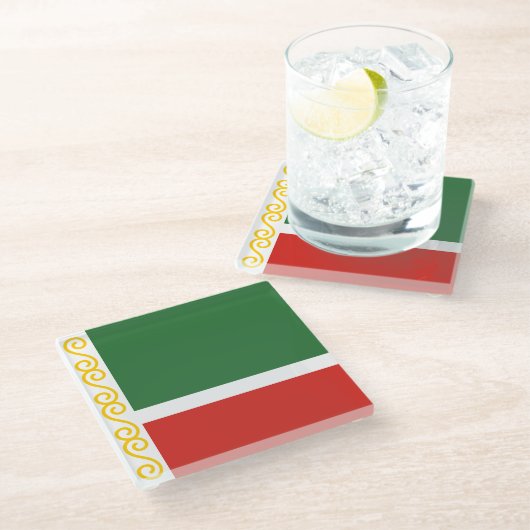 Dessous-de-verre En Verre Drapeau tchétchène (Incliné)