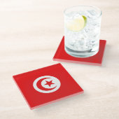 Dessous-de-verre En Verre Drapeau Tunisie (Incliné)