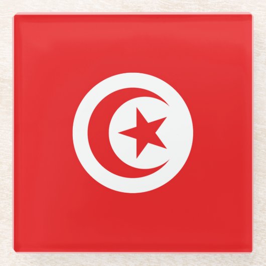 Dessous-de-verre En Verre Drapeau Tunisie (Devant)