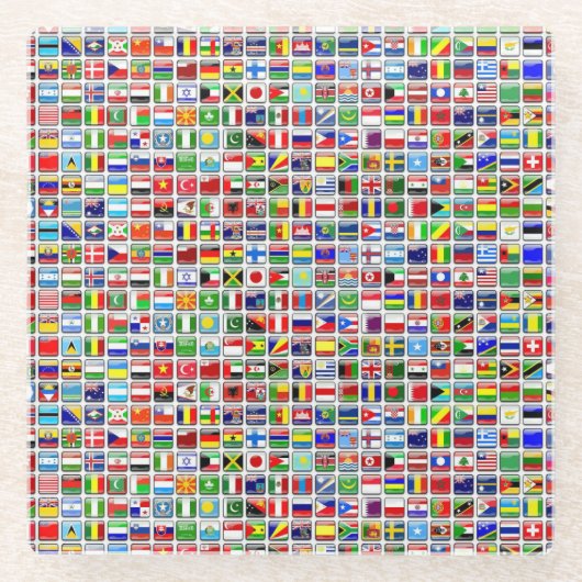 Dessous-de-verre En Verre Drapeaux du monde (Devant)