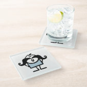 Dessous-de-verre En Verre Drôle homme bâton avec moustaches (Incliné)