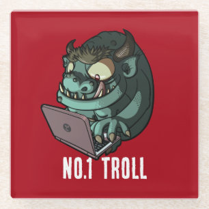 Dessous-de-verre En Verre Drôle Internet Troll Numéro 1 Troll Portable Carto