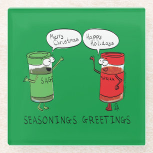 Dessous-de-verre En Verre Drôle Noël Cartoon Cuisines épices