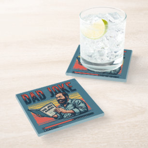 Dessous-de-verre En Verre Drôle Papa plaisanter Humour rétro Vintage esthéti