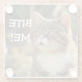 Dessous-de-verre En Verre Drôle Sassy Chat avec Attitude Bite Me (Dos)