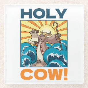 Dessous-de-verre En Verre Drôle vache Sainte vache! Caricature d'animal de j