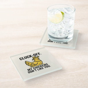 Dessous-de-verre En Verre Drôle Vintage Cluk Off Amateur de Poulet Minimalis