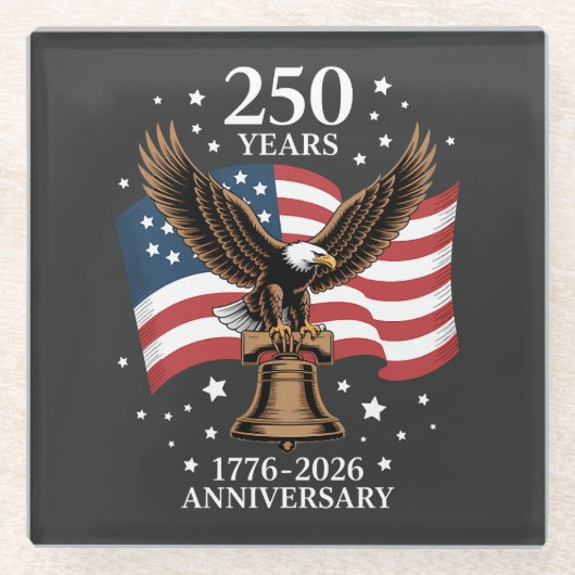 Dessous-de-verre En Verre Eagle and Flag 250 Years of America 1776-2026 (Devant)