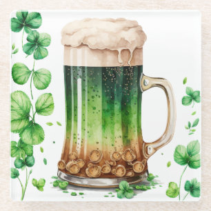 DESSOUS-DE-VERRE EN VERRE EAU COULEUR BIÈRE VERTE IRLANDAISE DANS UN BOUG